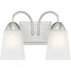 Malone 2 Light 13 inch Brushed Nickel Vanity Light Wall Light